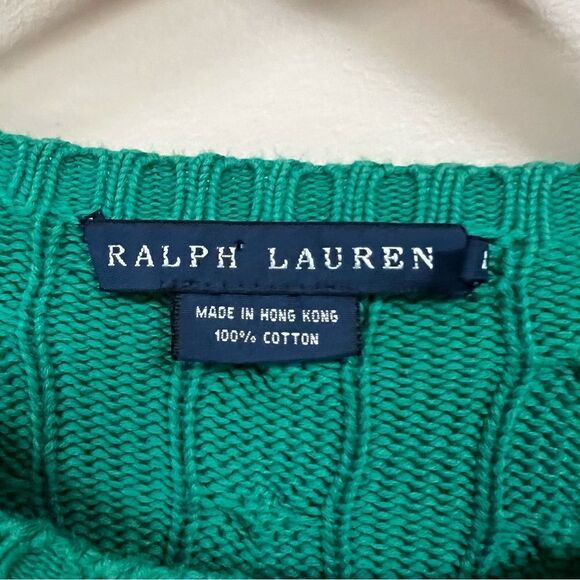 Ralph Lauren green cable knit sweater. Size M/L - Picture 4 of 5